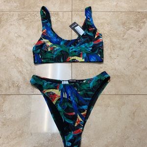 Nasty Gal tropical high leg bikini set
